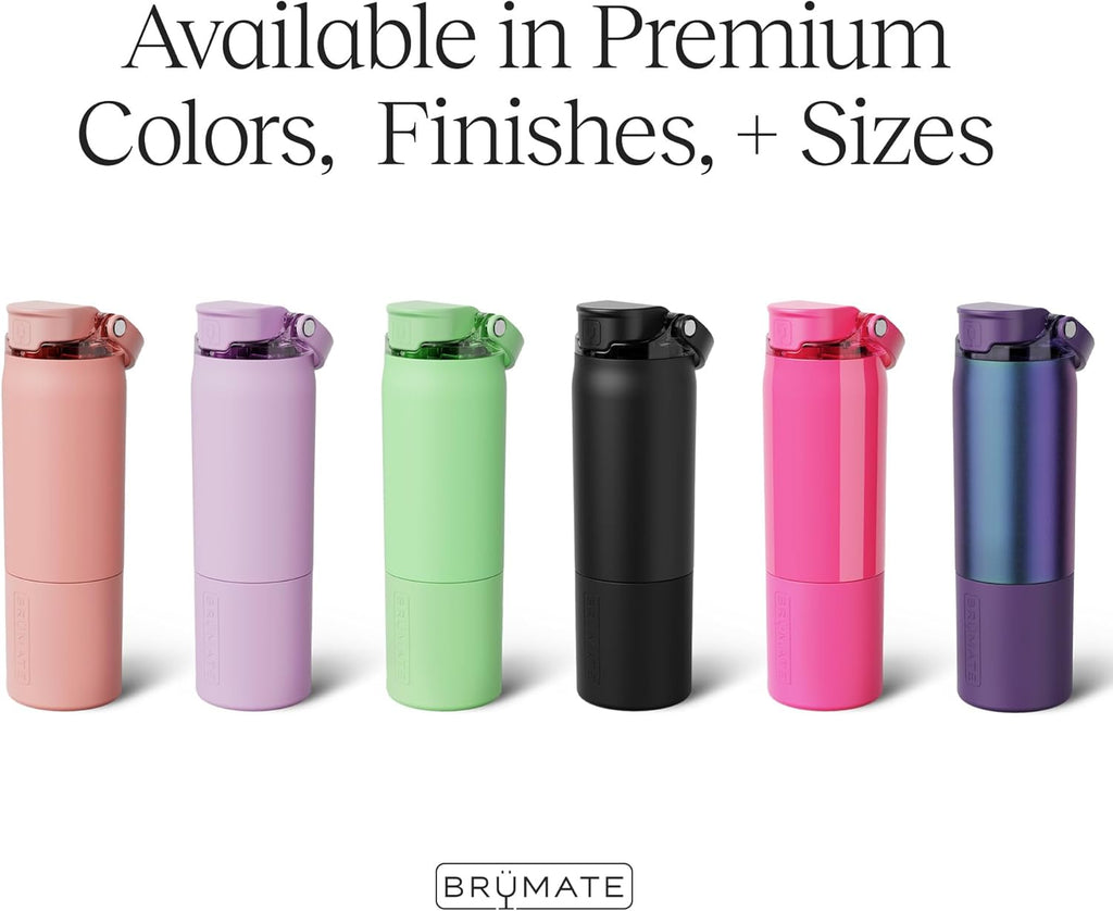 BrüMate Rise 25oz Water Bottle With 100% Leakproof Covered Silicone Straw | Insulated Stainless Steel Water Bottle | Cup-Holder Friendly | Fast Flow | Soft Sip Silicone Spout | BPA-Free (Dark Aura)