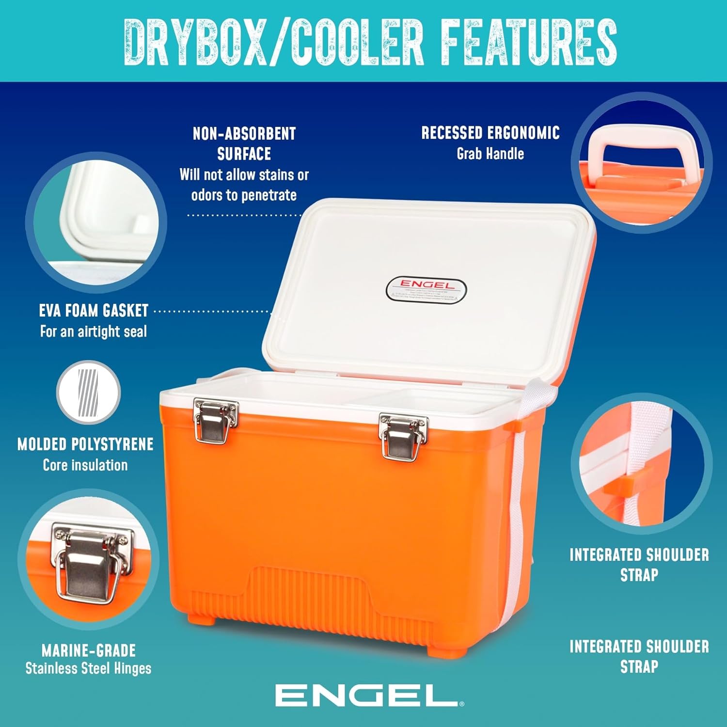 Engel UC13 13qt Leak-Proof, Air Tight, Drybox Cooler and 32°F Cooler Packs for Boating, Camping, Fishing, Hiking & Food Storage