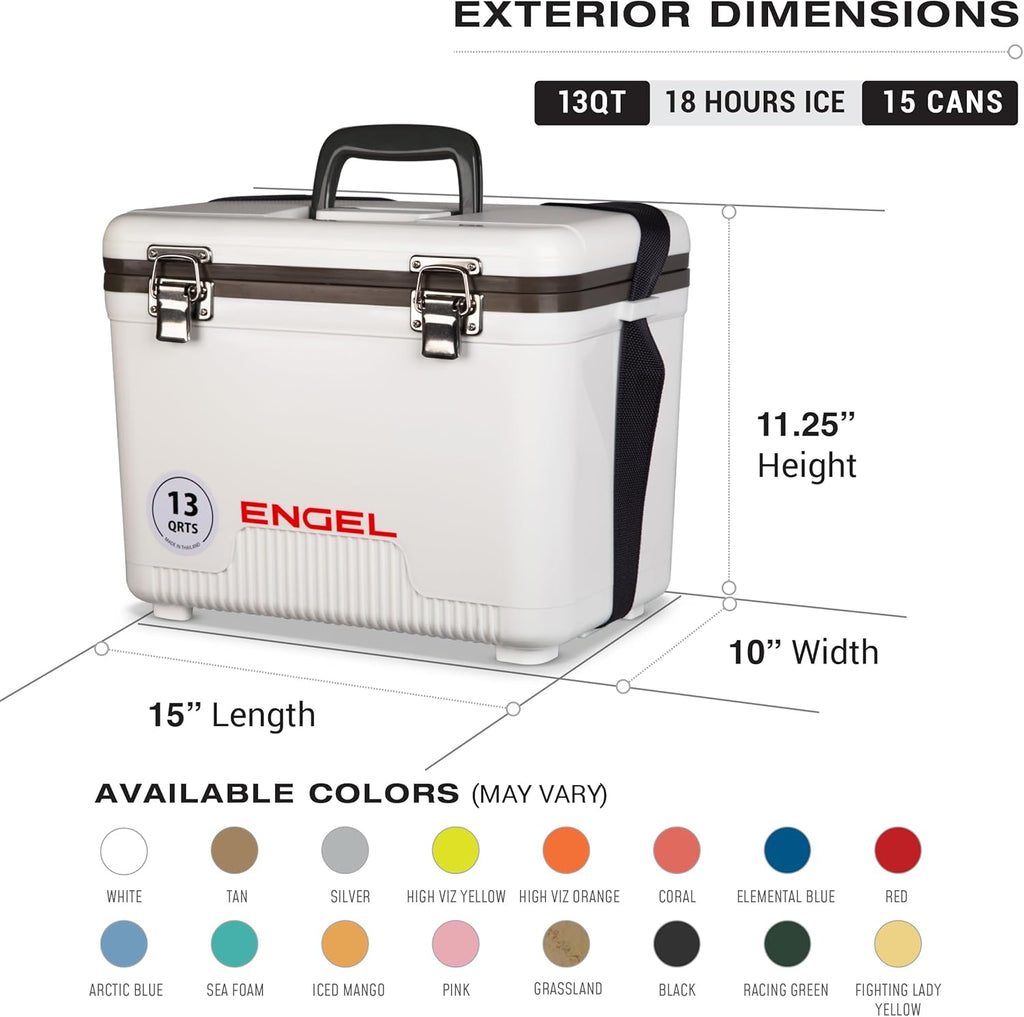 Engel UC13 13qt Leak-Proof, Air Tight, Drybox Cooler and 32°F Cooler Packs for Boating, Camping, Fishing, Hiking & Food Storage