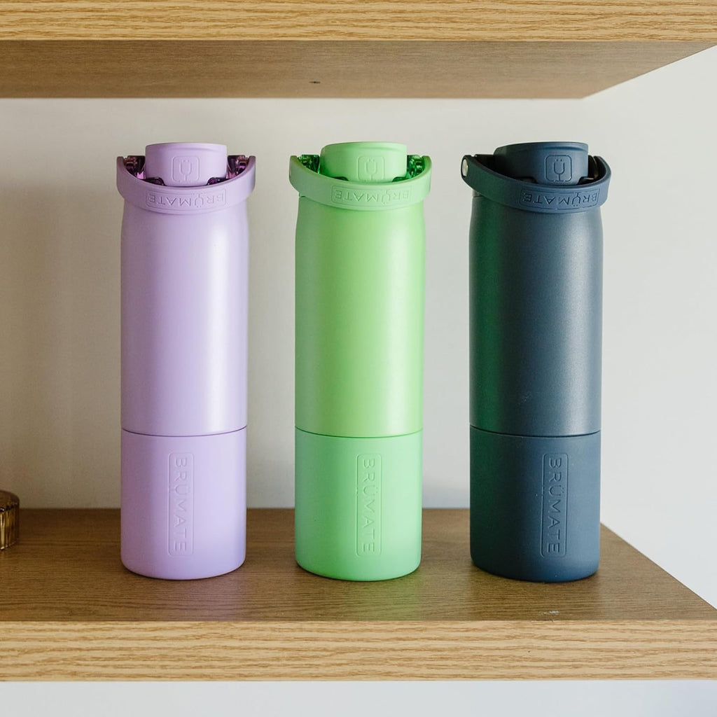 BrüMate Rise 25oz Water Bottle With 100% Leakproof Covered Silicone Straw | Insulated Stainless Steel Water Bottle | Cup-Holder Friendly | Fast Flow | Soft Sip Silicone Spout | BPA-Free (Dark Aura)