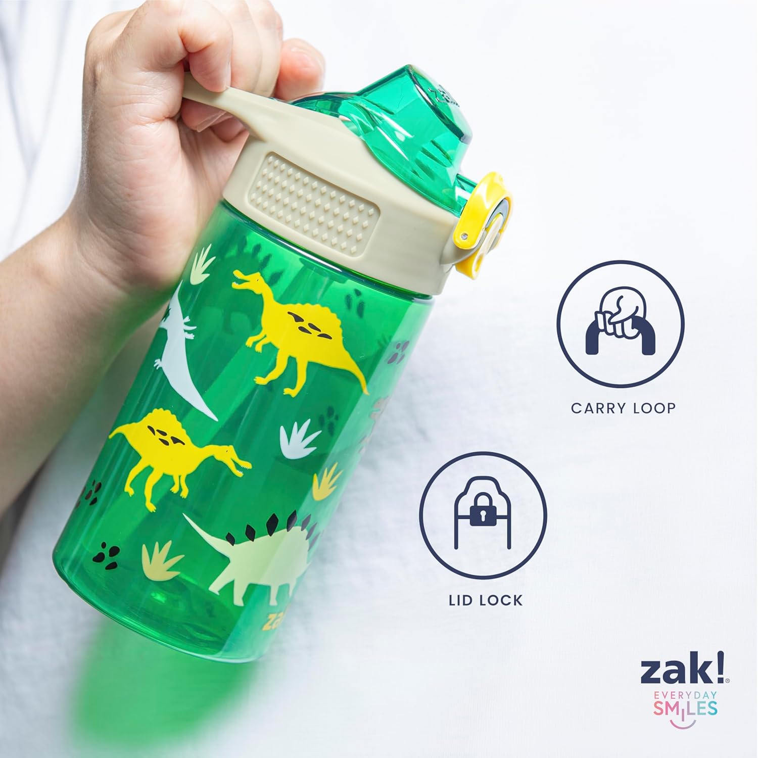 Zak Designs Minecraft Sage Water Bottle For School or Travel, 25oz Durable Plastic Water Bottle With Straw, Handle, and Leak-Proof, Pop-Up Spout Cover (Creeper)